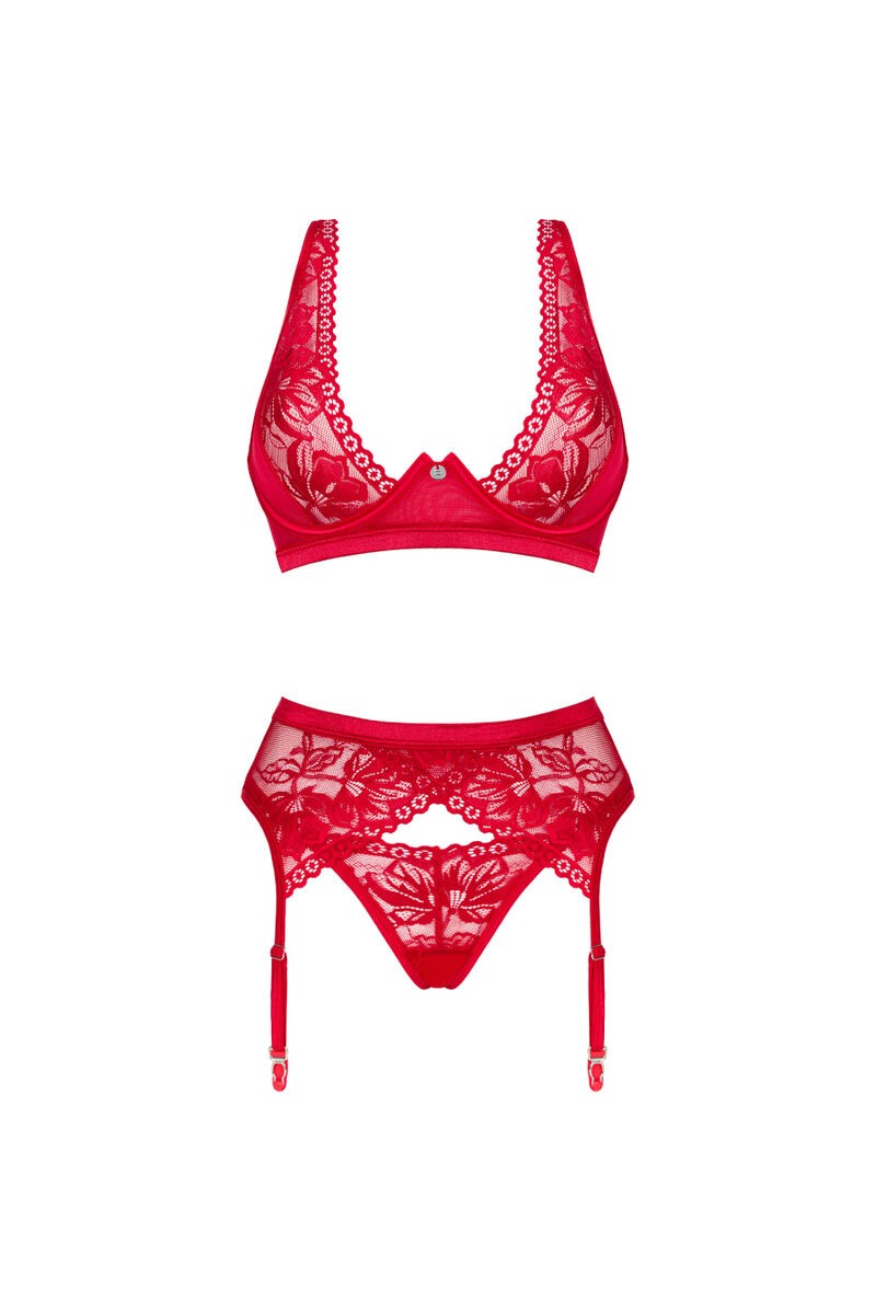 OBSESSIVE LACELOVE SET TRES PIEZAS ROJO XS S