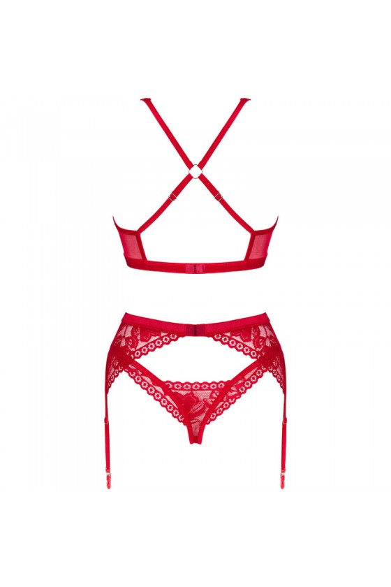 OBSESSIVE LACELOVE SET TRES PIEZAS ROJO XS S