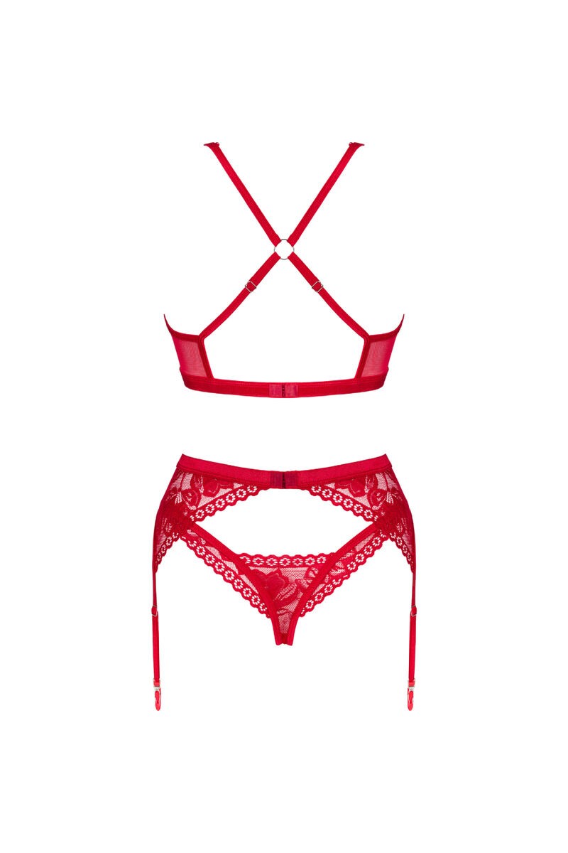 OBSESSIVE LACELOVE SET TRES PIEZAS ROJO XS S