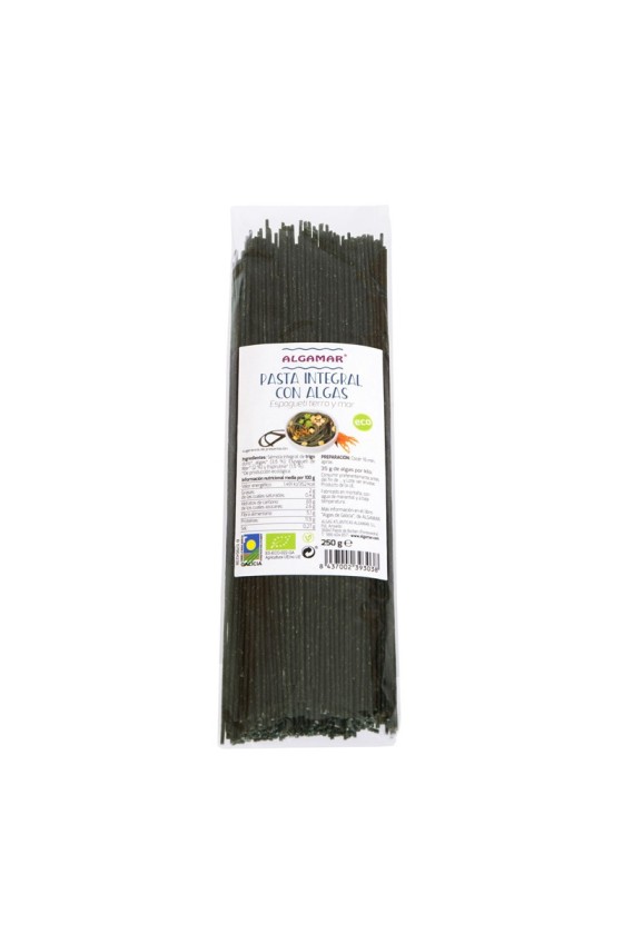 Espaguetti integral con algas tierra y mar bio 250g Algamar